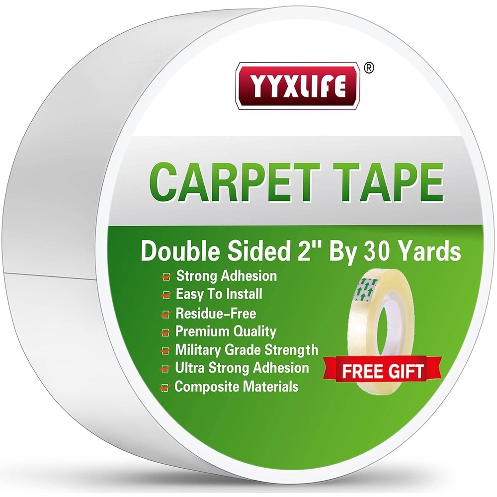 YYXLife Double Sided Rug Tape, Heavy Duty for Rugs & Floors, 2" x 30YD Carpet